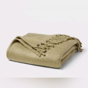 Faux Mohair Bed Throw Green - Threshold 60x80